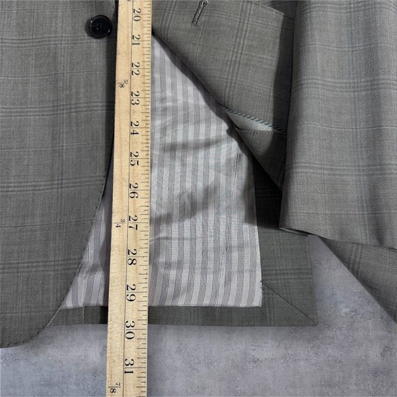 BANANA REPUBLIC Mens Blazer 38R Gray Sport Coat 2-Button Jacket Wool Windowpane - Picture 9 of 14